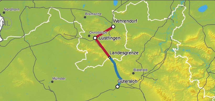 Nr. 16 Wehrendorf - Gütersloh Das EnLAG-Vorhaben Nr.16 aus dem niedersächsischem Wehrendorf ins nordrhein- westfälische Gütersloh steht im Zusammenhang mit dem EnLAG-Vorhaben Nr.