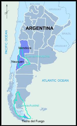 Wintershall in Argentinien Jährliche Förderung in Argentinien bei rund 26 Millionen Barrel Öläquivalent Beteiligt an 15 Feldern in den Provinzen Feuerland, Neuquén und Mendoza Betriebsführer in