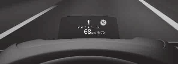 Display, farbig, zur Anzeige fahrrelevanter Informationen inklusive Verkehrszeichenerkennung im Sichtfeld des Fahrers Mazda