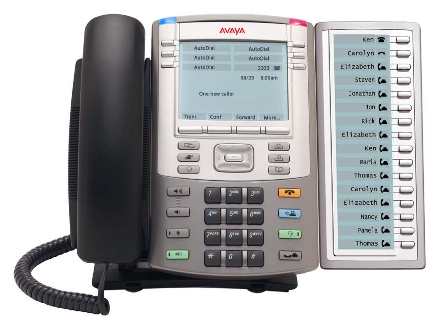 Informationen zum Avaya 1100 Series Expansion Module Abbildung 1: Avaya 1140E IP Deskphone mit Erweiterungsmodul Funktionen Das Erweiterungsmodul weist folgende Merkmale auf: 18 Tasten mit bis zu 36