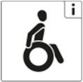 Piktogramme teilweise barrierefrei und barrierefrei für Menschen mit Gehbehinderung (Menschen, die zeitweise auch auf einen nicht motorisierten Rollstuhl oder eine Gehhilfe angewiesen sein können)