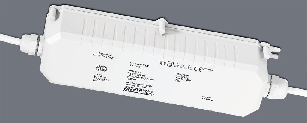 LEDLine EDXe 170/12 V IP67 Der LED-Konverter LEDLine EDXe 170/12 V IP67 ist ein Betriebsgerät mit einem Spannungsausgang von 12 V und einer Leistung von bis zu 70 W zum Betreiben von LED-Anwendungen.