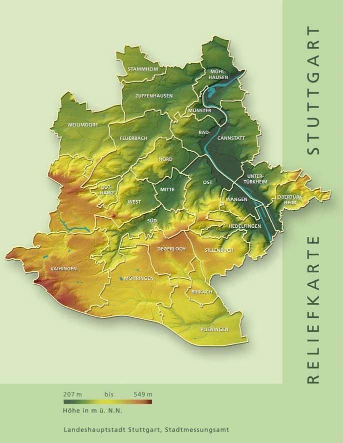 Seite 7 Überblick Topografie Stuttgarts mit Stadtbezirken Gutachterausschuss