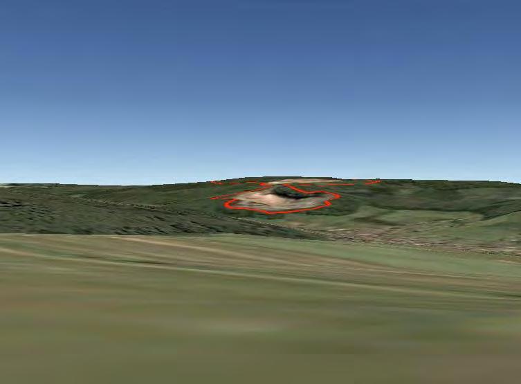 II.3 FOTOS DER SICHTBEZIEHUNGEN ZUM BETTEN MIT JEWEILIGER 3D-GOOGLE EARTH-ANSICHT Die Google Earth-Ansichten (rechte Seite) enthalten jeweils eine Markierung der Steinbruchkanten Bergheim und