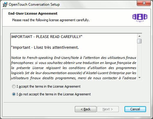 Doppelklicken Sie auf einem Computer mit Windows OS auf die OTC PC-Setup-Datei OpenTouchConversation.