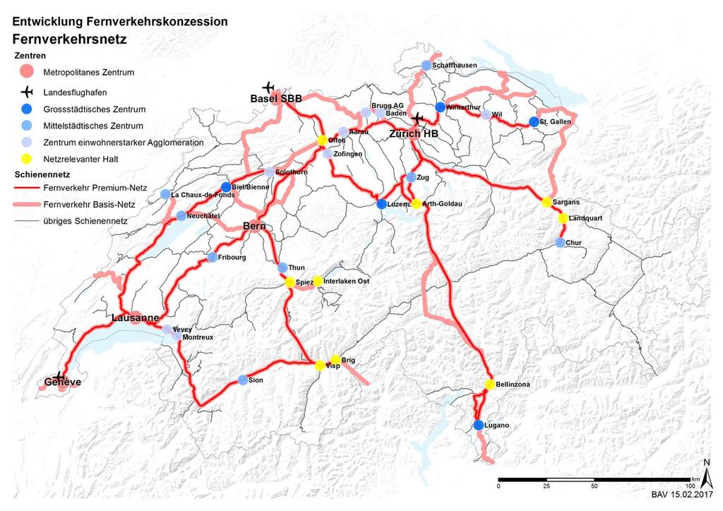 Umsetzung der BAV-Wegleitung zum Fernverkehr Nachvollziehbare, objektive Definition für Fernverkehr auf Basis des Raumkonzepts Schweiz Bereinigung des historisch gewachsenen Netzes