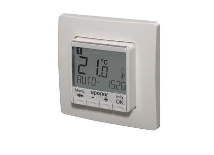 Regelung Uponor Comfort E Thermostat T-87IF Set Für die raumtemperaturabhängige Regelung der Comfort ort E Elektrofußbodenheizung sowie zur Erfassung der Betriebsdezeiten und zur Berechnung der