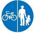Diese Zeichen zeigen einen Geh- und Radweg an, und zwar ein Zeichen nach a) einen für Fußgänger und Radfahrer gemeinsam