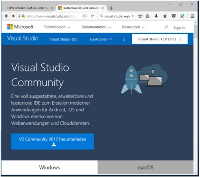 C - Entwicklungsumgebungen Microsoft Visual Studio (Fortsetzung)