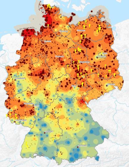 Probleme durch WEA für Vögel Entwicklung der Anzahl von Windenergieanlagen in Deutschland Ende 2015: 25.980 Anlagen 3.000 30.000 2.500 Zubau kumuliert 25.000 2.000 20.000 1.500 15.000 1.000 10.