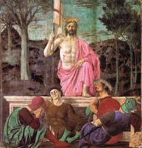 Pfarreiblatt Graubünden April 2018 Piero della Francesca, Auferstehung, zwischen 1450 und 1463, Museo Civico, Sansepolcro, Italien.