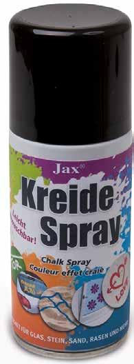 Ob freihändig oder mit Schablone, Kreidespray ist schnell aufgesprüht und einfach weggewischt! JAX KREIDESPRAY Die abwaschbare Sprühkreide!