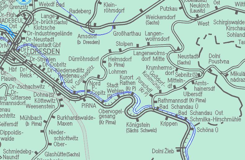 Elbtal Vorgang alt 42585, 42586 Lage im Netz Die wichtigsten Bauarbeiten I. GE/PSS Rathen-Obervogelgesang, km 34,2-40,7 II.