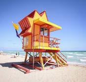 Wir werden uns aber auch das Art Deco Viertel in Miami Beach, die bunten Lifeguard Häuschen am