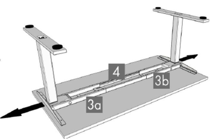 Passen Sie die Breite des Tischgestelles an die Tischplatte an, indem Sie beide Hälften nach außen schieben.