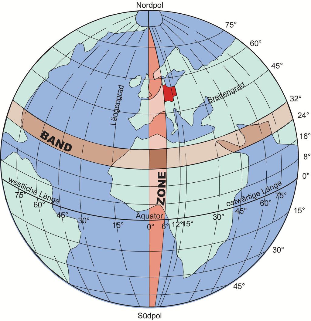 Die Breitengrade laufen alle parallel und sind ebenfalls nummeriert. Der Breitengrad 0 ist der Äquator, der die 180 Breitengrade in 90 Grad nördlicher Breite und 90 Grad südlicher Breite unterteilt.