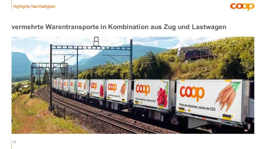 Coop steigert seit Jahren kontinuierlich den Anteil der mit der Bahn transportierten Waren.