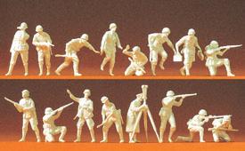16505 Gardeinfanterie. UdSSR 1942. 18 unbemalte Miniaturfiguren. Bausatz. Figuren: Materialfarbe olivgelb Guards infantry. USSR 1942.