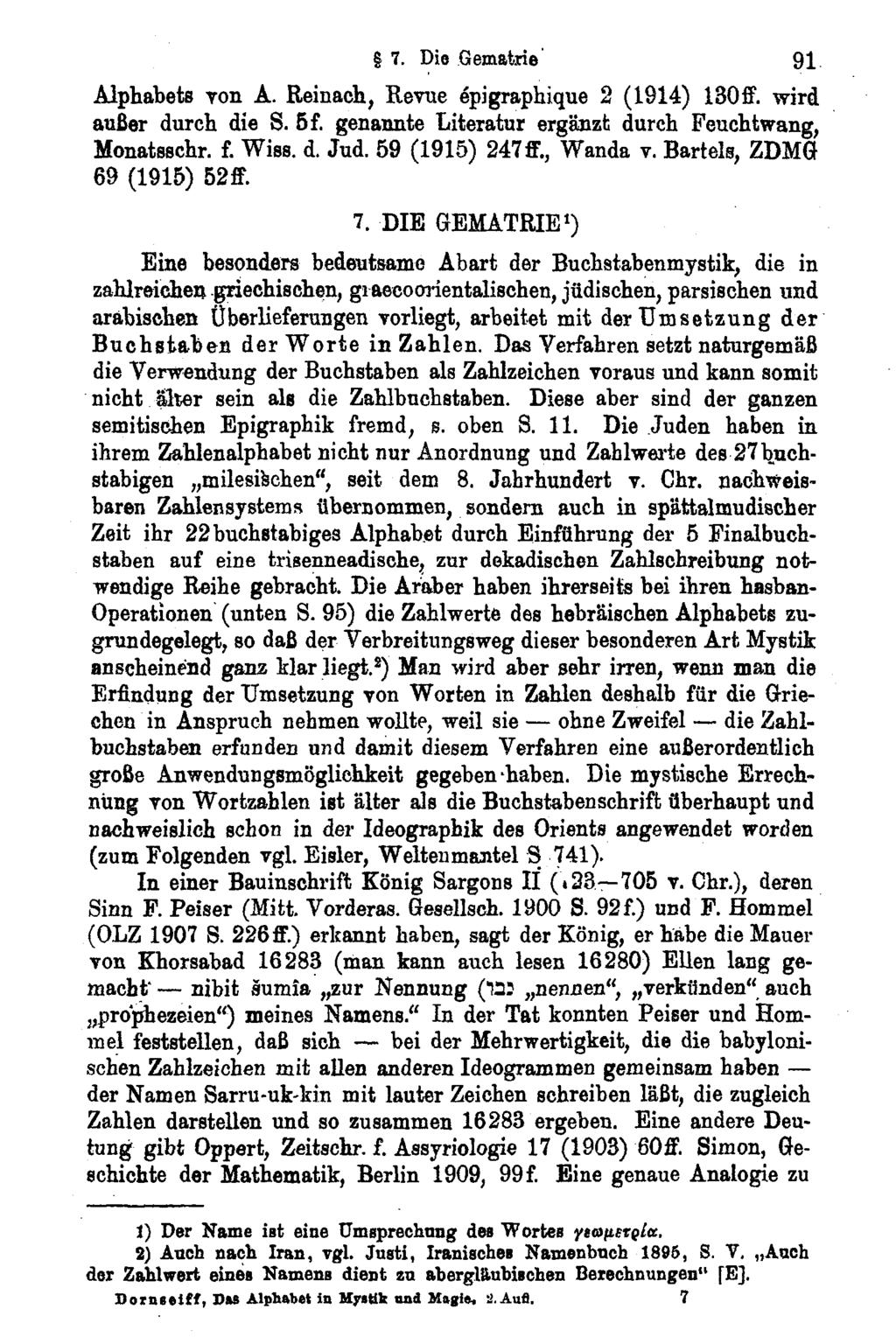 7 Die Gematrie 91 Alphabets von A Reinach Revue epigraphique 2 1914