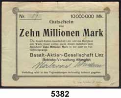 94 N O T G E L D 5382 Altenglan, Basalt Aktien Gesellschaft Linz 10 Millionen Mark o.d. Nr. 17 Keller 62.