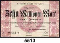 000 Mark; 5, 10 Millionen Mark August 1923; 2(2) und 20 Millionen Mark September