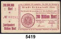 Millionen Mark 1923 und Arbogast, Sänger & Co. Bauunternehmung 100.000 Mark 10.8.
