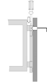 Installation / Anschluss an den Schornstein Federspannung der Tür nachstellen Die Feder im Türscharnier soll sicherstellen, dass die Tür selbsttätig schließt.
