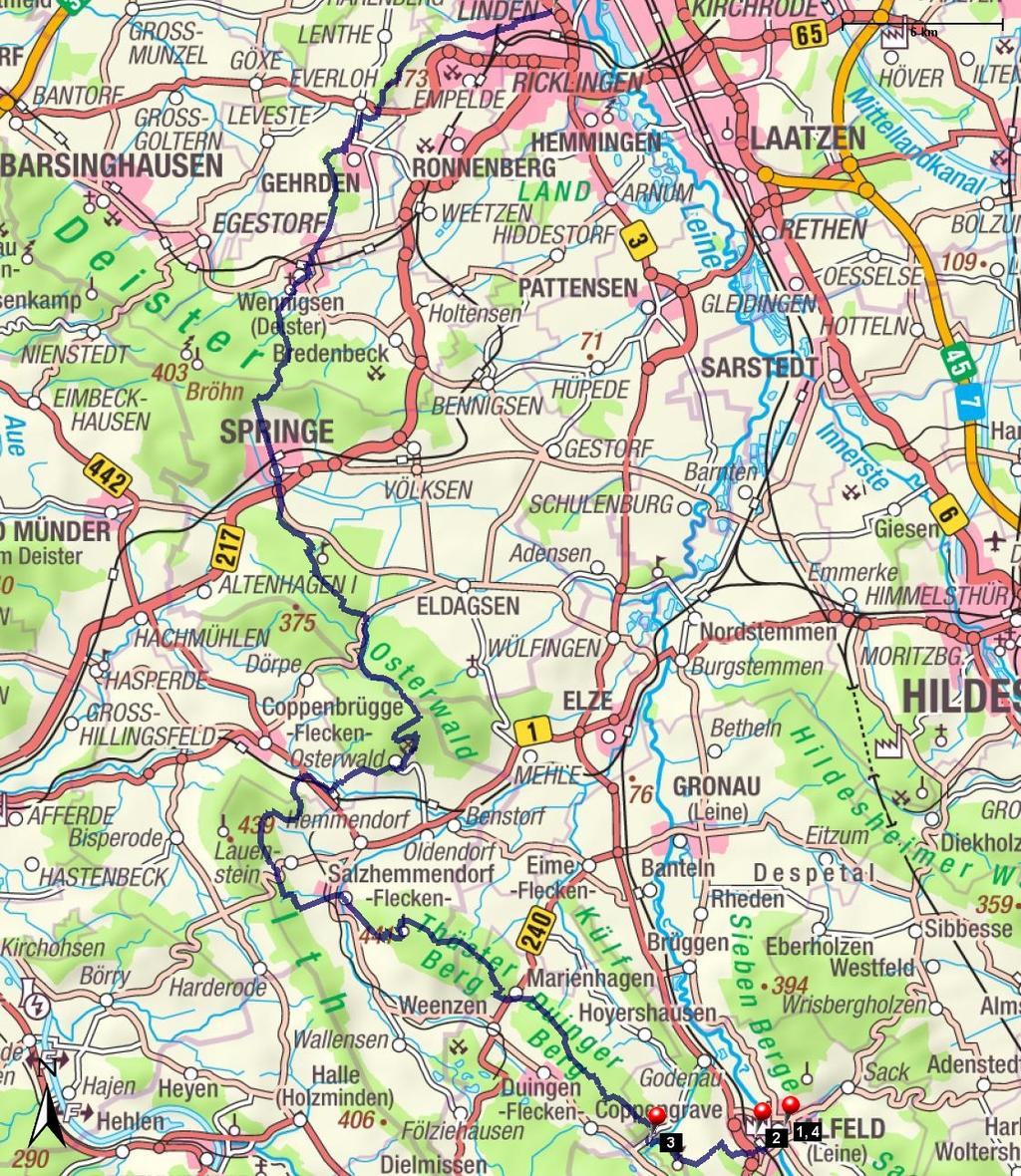 Länge: Start: Hannover-Badenstzedt Steigung: + 2348 m / - 2355 m 82,91 km
