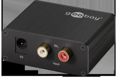 Anschluss am Audioverstärker oder AV Receiver, wenn keine analogen Audioeingänge vorhanden sind unterstützt Abtastraten von 32,44.