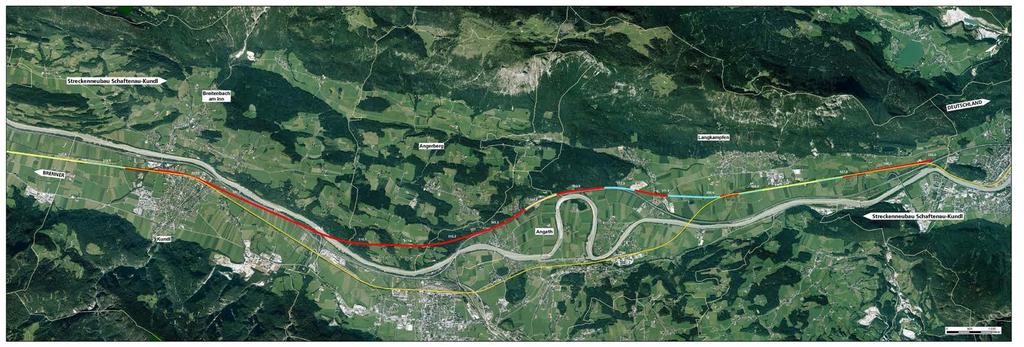 Abschnitt Schaftenau - Radfeld Übersicht Karte einbauen Trassenauswahlverfahren 2009 abgeschlossen Beschlüsse für Trassenentscheidung