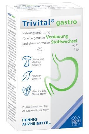 Trivital gastro 56 Kapseln: PZN 10399500 Trivital gastro ist ein innovatives Nährstoffkonzept mit chinesischen Vitalpilzen für eine gesunde Verdauung und einen normalen Stoffwechsel.