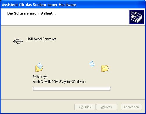 inf Wenn Sie Windows Vista einsetzen, wählen Sie: USB Serial Converter 2.2.4.0 FTDI Ort: d:\usb to rs232 cable/ windows vista\ftdibus.
