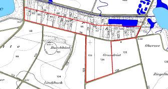 Lebensraum 16: Grundriet Standort der untersuchten Fläche Zustand im Jahre 2005 Zustand im Jahre 2008 Das Grundriet ist geprägt von landwirtschaftlicher Nutzung.