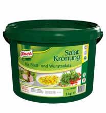 : 7485 12 1 l-te 75 Fleischwurst 25 Gewürzgurken 18 Zwiebeln 2 KNORR Salatkrönung für Blatt- und Wurstsalate 150 ml Wasser 100 ml KNORR Professional Vinaigrette