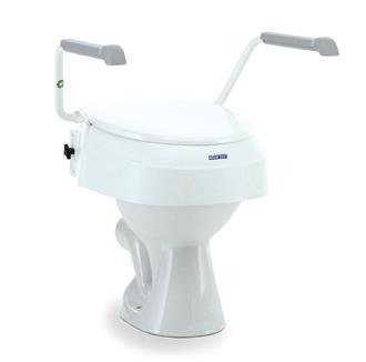 Die Fixierung auf der Toilette erfolgt durch Verschrauben mit dem Toilettenbecken oder andere sichere Befestigungstechniken. Durch die seitlich angebrachten Armlehnen wird das Hinsetzen bzw.