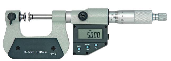 auswechselbaren Einsätzen Digital micrometer IP54 water resistant with interchangeable anvils mit 7 Paar Einsätzen ab >