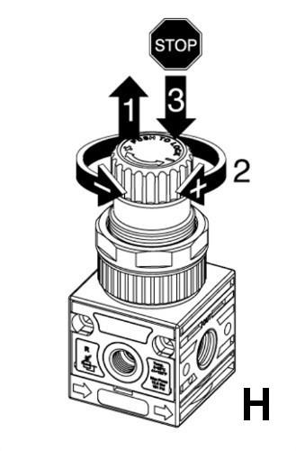 4 Druckregler / Filterdruckregler 4.1 Der Leitungsdruck einer Druckluftanlage schwankt entsprechend der Kompressorgröße (z.b. 6-10 oder 10-16 bar usw.). 4.2 Druckregler reduzieren diesen schwankenden Leitungsdruck (Vordruck) auf den gewünschten Arbeitsdruck (Hinterdruck) und halten diesen konstant.