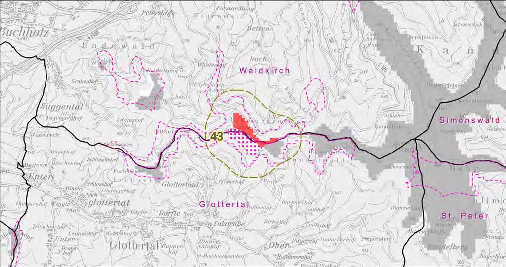 Gebiet Nr. 43 - Kranzkopf Gemeinde(n): Glottertal, Waldkirch Herleitung der regionalplanerischen Vorranggebietskulisse Windenergie Ausschlussgründe* (vgl.