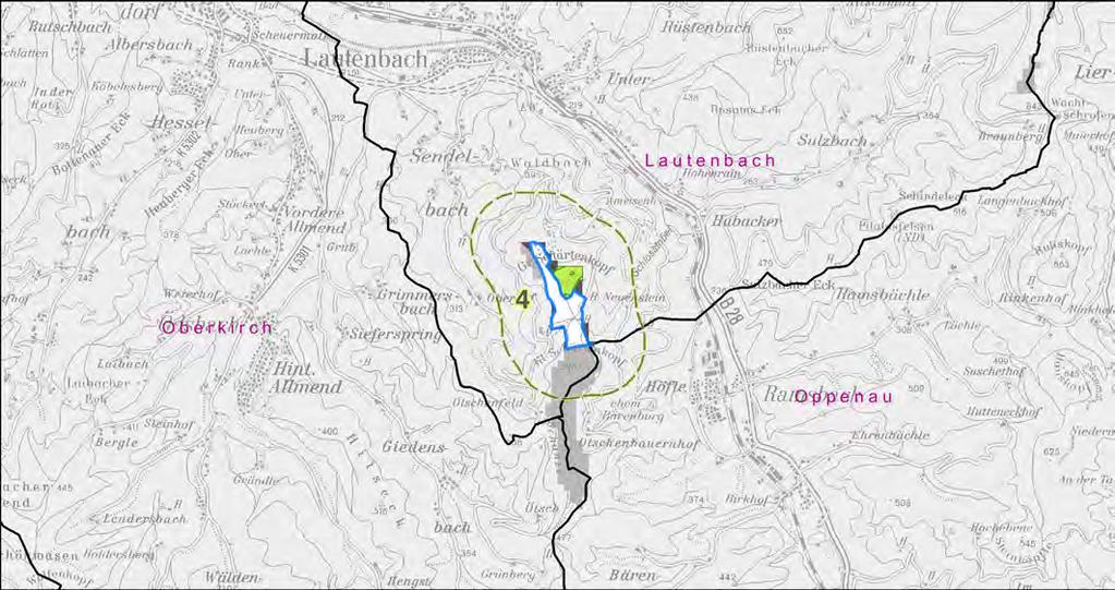 Gebiet Nr. 4 - Großer Schärtenkopf Gemeinde(n): Lautenbach, Oppenau Herleitung der regionalplanerischen Vorranggebietskulisse Windenergie Ausschlussgründe* (vgl.