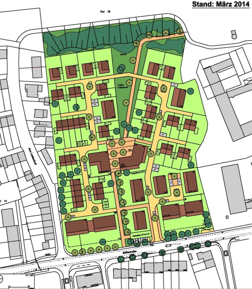 Städtebaulicher Entwurf - Anregungen März 2014 Städtebau Bebauungsdichte Bebauung an der Stiftsstraße Sichtachse auf St.