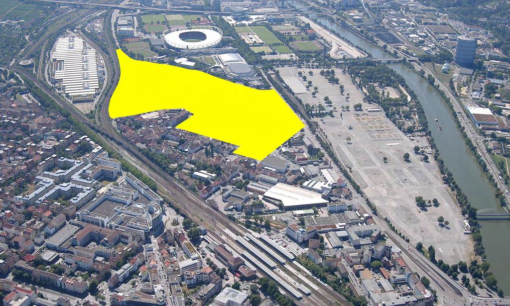 Stadtquartier Neckarpark 22 ha Brachfläche Hauptabwasserkanal DN1200 Neues Stadtquartier für
