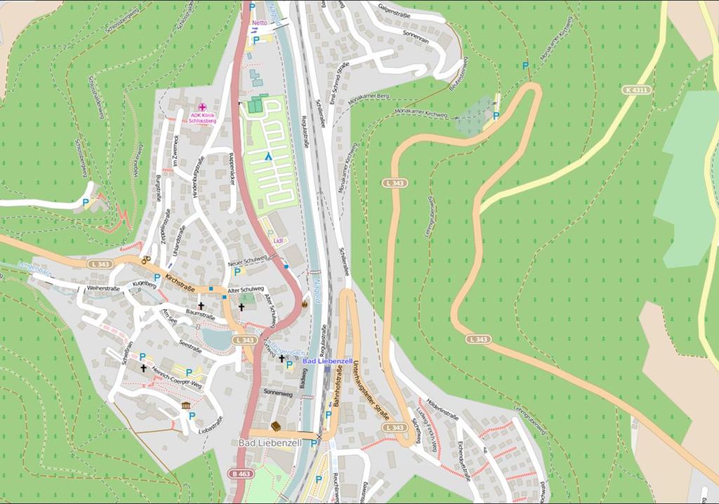 Karte 3: Mikrostandort Pforzheimer Straße 1 Legende Hauptgeschäftsbereich S 1 500-m Radius Standort Netto