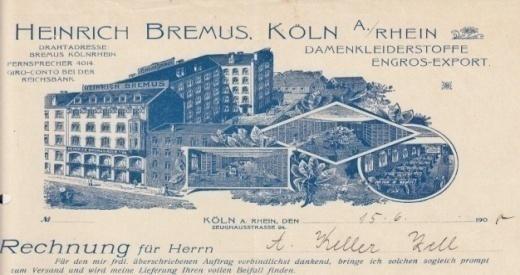 Los 369 Ausruf: 20 Köln, 1908: Heinrich Bremus, Damenkleiderstoffe Abb.