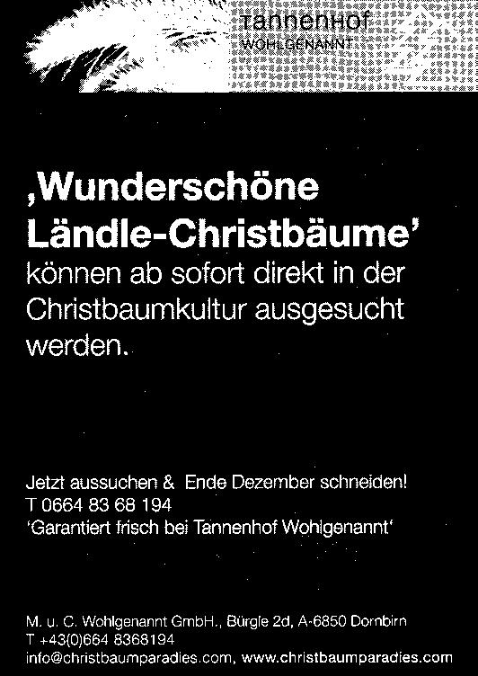 Dornbirner Gemeindeblatt 28. November 2014 Seite 45 anzeigen Rohrbacher Hof Am 29. November 2014 Großes Preisjassen mit tollen Geld- und Sachpreisen Beginn 15.