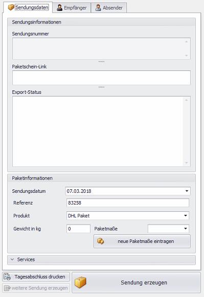 Export/Import Über den Button manueller Export zum Paketdienst, den man in jedem Vorgang vorfindet, hat man die Möglichkeit, Aufträge aus dem AFS-Manager (SQL) an