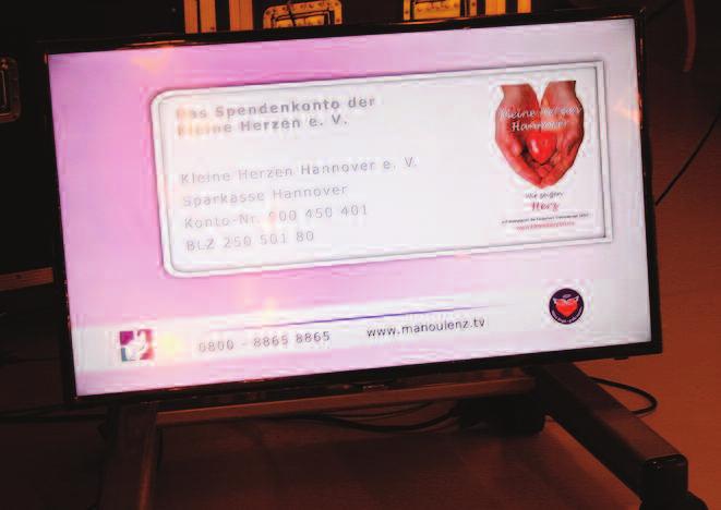 In einer Fernsehsendung von ManouLenz-TV am 1. Advent diesem Tag auf ihre Gagen zugunsten Kleine Herzen! ManouLenz-TV hatte anschließend dem Verein 6.