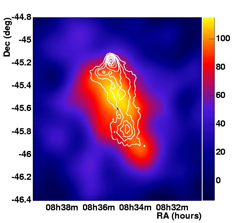 Beispiel: Vela X Vela pulsar PulsarwindNebel innerhalb des Vela SNR ( 8 ) Keine gepulste Emission vom Vela-Pulsar beobachtet