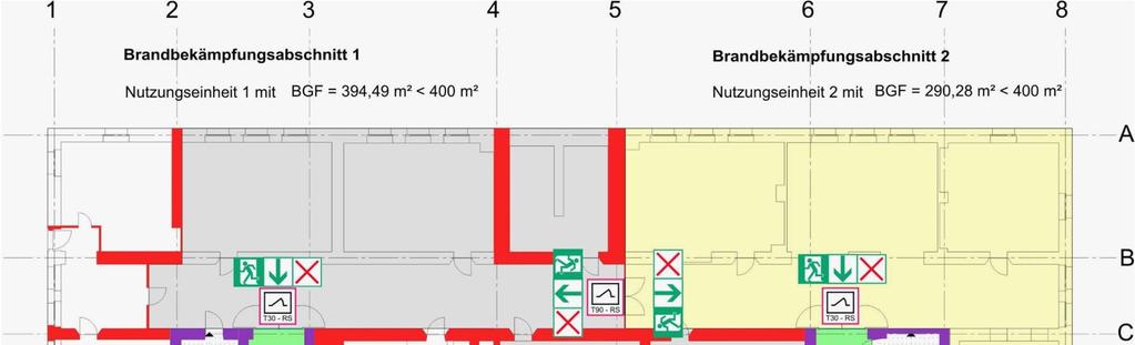 Funktionsmatrix für den Brandfall Schulgebäude Grundriss Kellergeschoss NTR 1 NTR 2 Öffnungsabschluss zwischen Nutzungseinheit und notwendigem Treppenraum mit