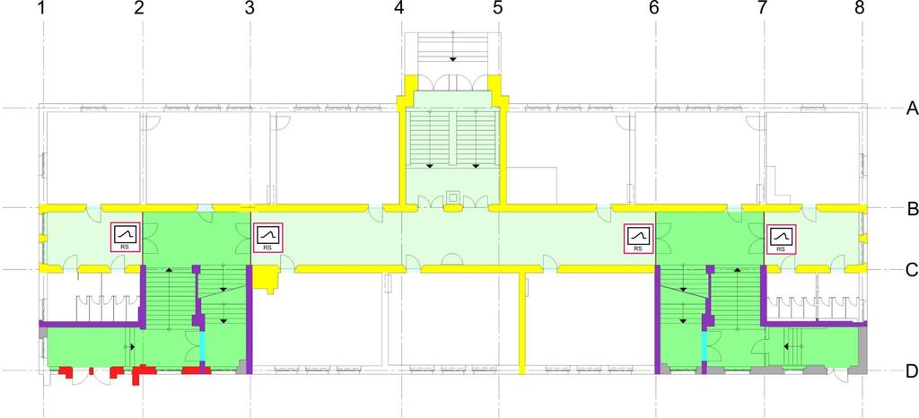 Funktionsmatrix für den Brandfall Schulgebäude Übliche Lösung Abtrennung des Treppenraumes zum notwendigen Flur Der Einbau von kostenintensiven Öffnungsabschlüssen ist erforderlich.