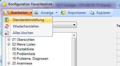 Bei den Default-Favoriten sind die Eigenschaften bereits voreingestellt und können bei Bedarf angepasst werden.